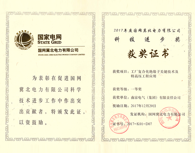 First Prize of State Grid North Jibei Electric Power Science and Technology Progress Award